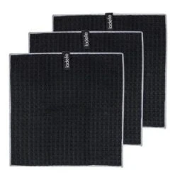 Ladelle Mega Waffle Microfibre Black Dishcloth 3 Pack
