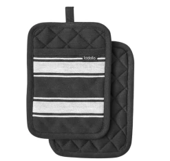 Ladelle Butcher Stripe Series II Black 2 Pack Pot Holder