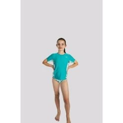 Speedo Girls Splice Short Sleeve Swim Rashie