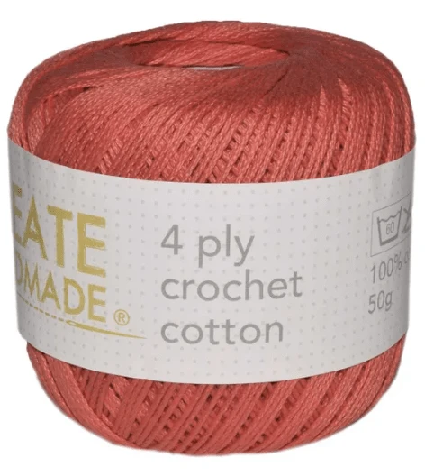 Create Handmade 4 ply Crochet Cotton Create Handmade 4 Ply Crochet Cotton -Akubra Store CORAL