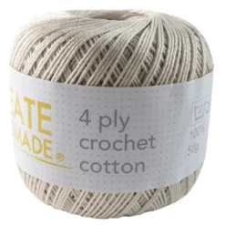 Create Handmade 4 Ply Crochet Cotton 7 Create Handmade 4 Ply Crochet Cotton -Akubra Store ECRU