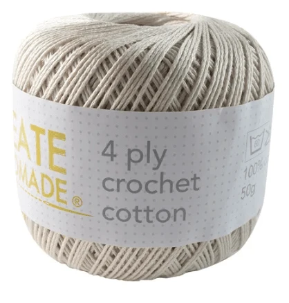 Create Handmade 4 ply Crochet Cotton Create Handmade 4 Ply Crochet Cotton -Akubra Store ECRU