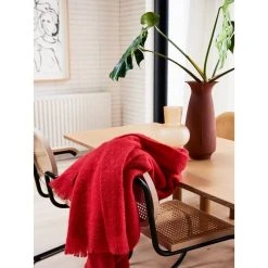 St Albans Mohair Throw Rug - Scarlet
