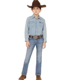 Wrangler Girls Light Wash Embroidered Pocket Bootcut Jean
