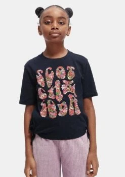 Scotch & Soda Kids Relaxed Fit Knotted Organic Cotton Artwork T-Shirt