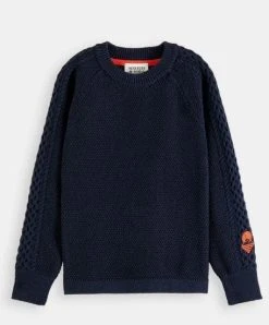 Scotch & Soda Boys Sweater With Ladder Stitched Sleeves