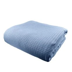 Ramesses Cellular Egyptian Cotton Blanket -Akubra Store egyptian cotton celluar blanket mid blue