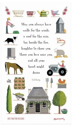 Red Tractor Designs Red Tractor - A Happy Life - Tea Towel