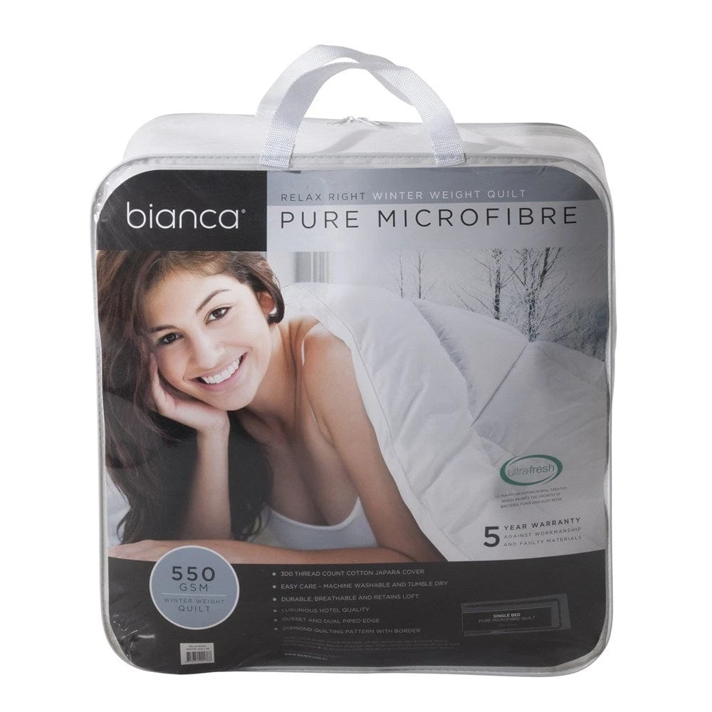 Bianca Relax Right Pure Microfibre 550gsm Winter Weight Quilt Bianca Relax Right Pure Microfibre 550gsm Winter Weight Quilt -Akubra Store relax right 550gsm microfibre winter quilt 1