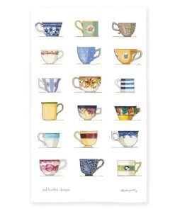 Red Tractor Designs Red Tractor - Tea Cups - Tea Towel