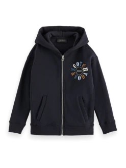 Scotch & Soda Boys Zip-through Chest-artwork Hoodie